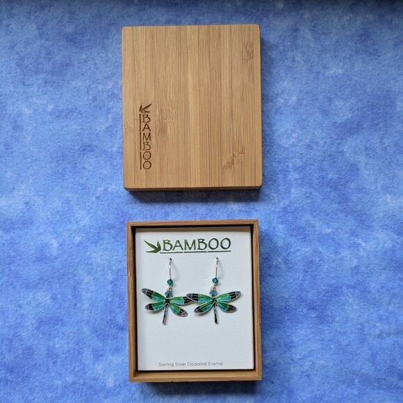 Dragonfly cloisonne enamel earrings - Picture 3 of 8